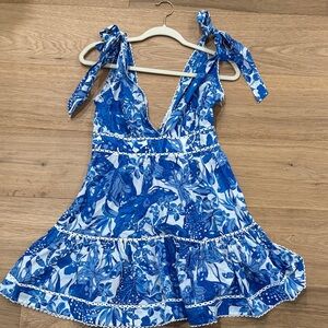 Poupette St. Barth Blue and White Floral Dress